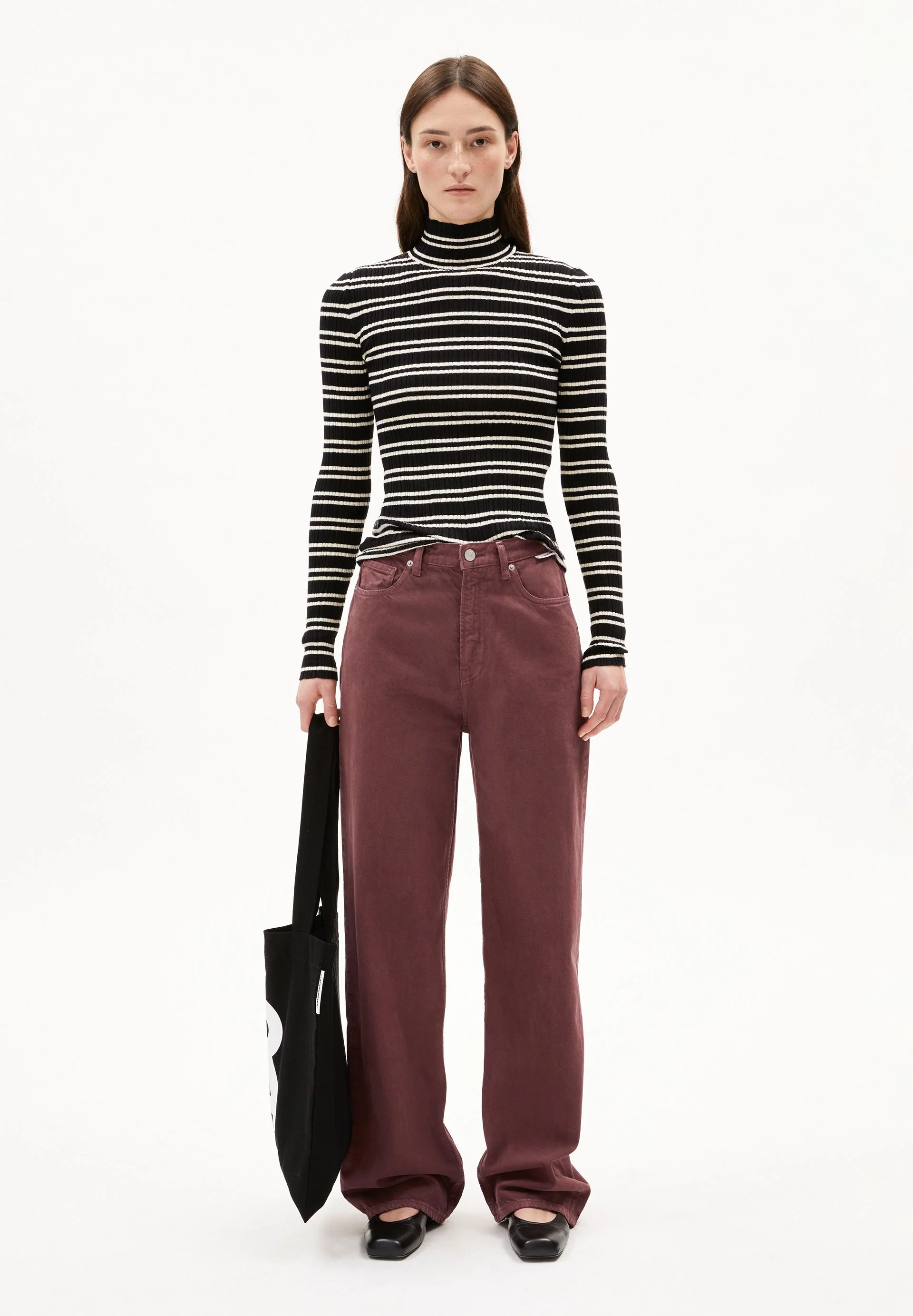 ALAANIA CHIFFRON STR STRICKPULLOVER | black-oatmilk - Image 5