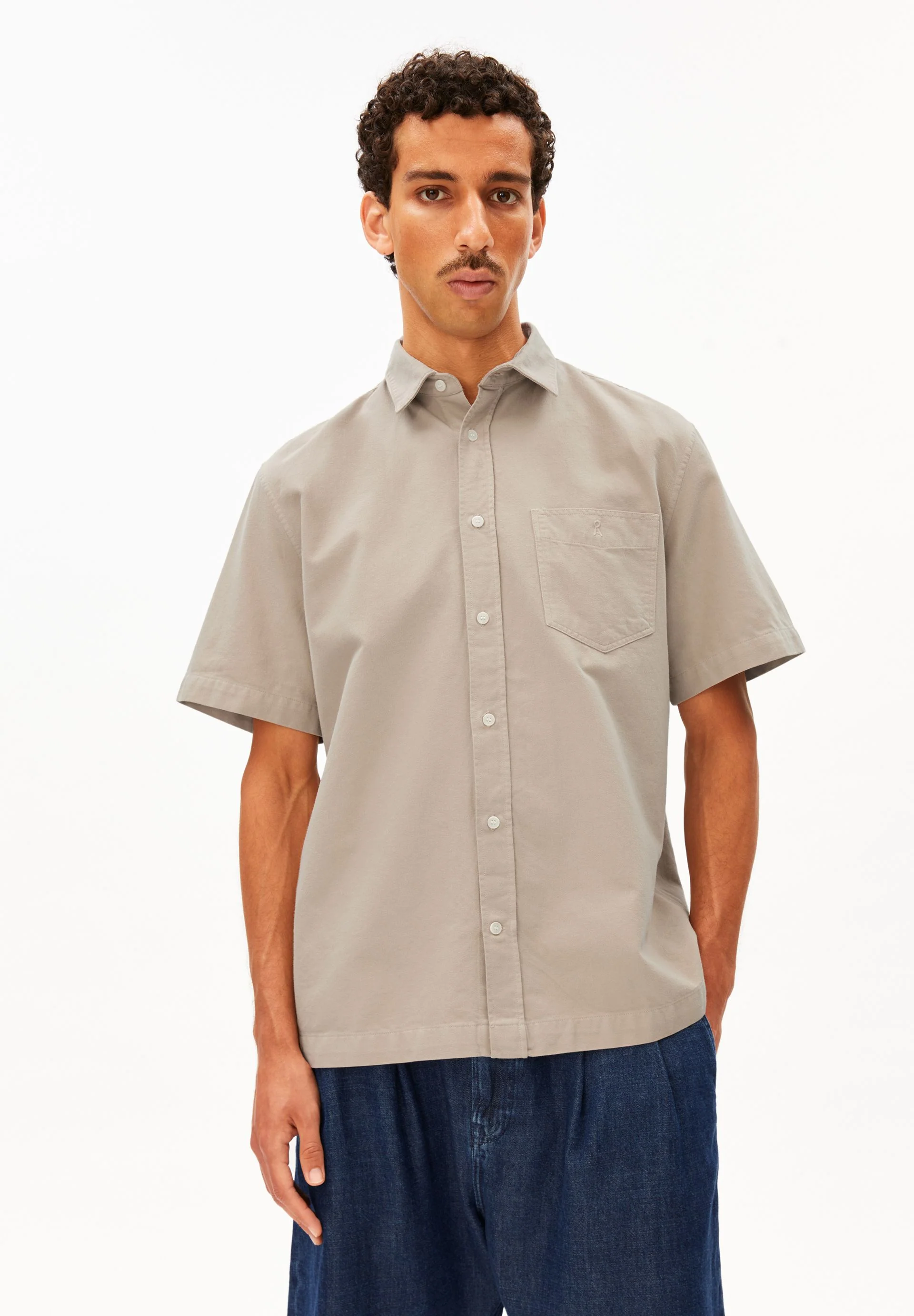 BAUMWOLL-LINO-KURZARMSHIRT