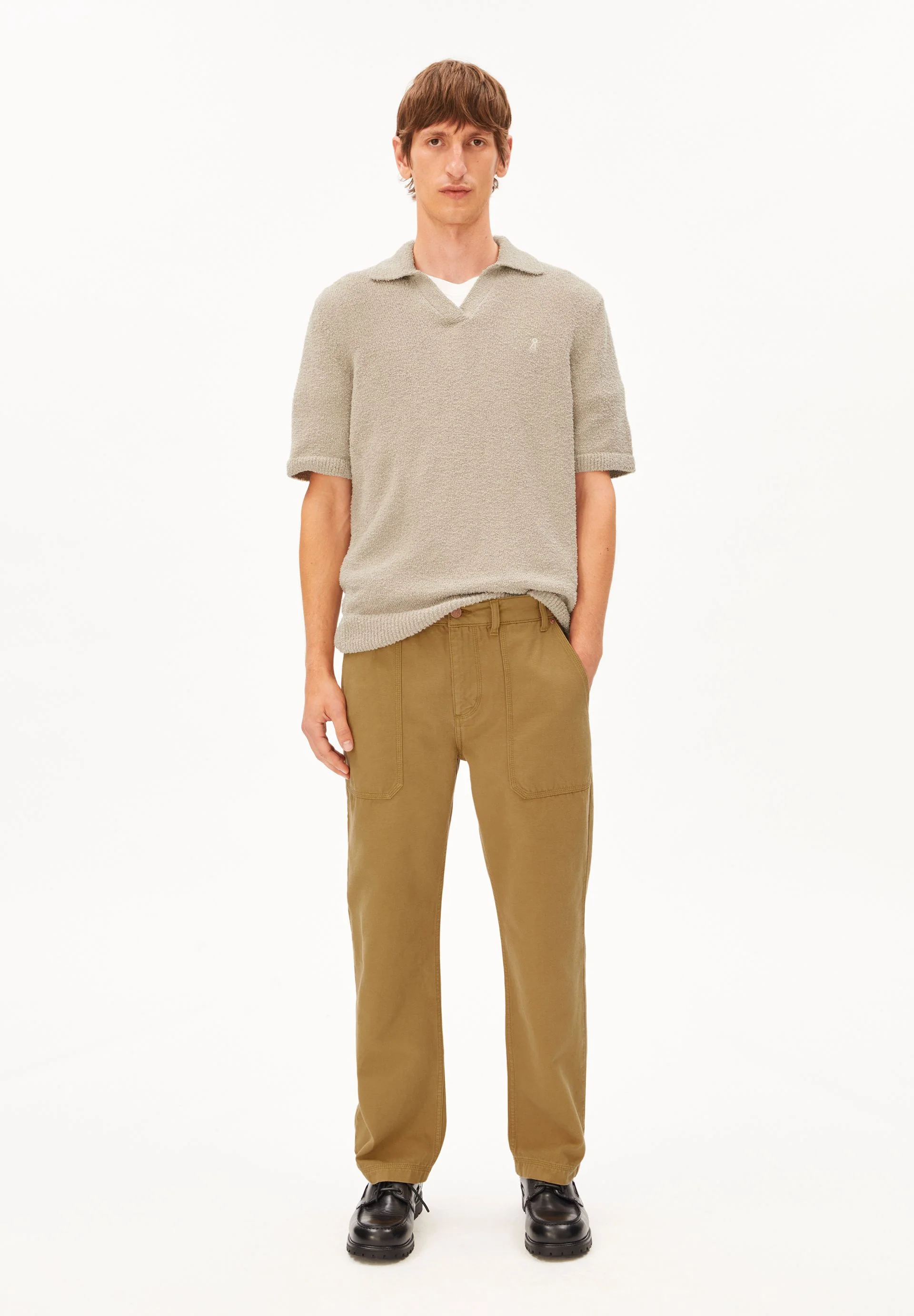BOUCLE STRICKPOLOSHIRT | sandstone - Image 5