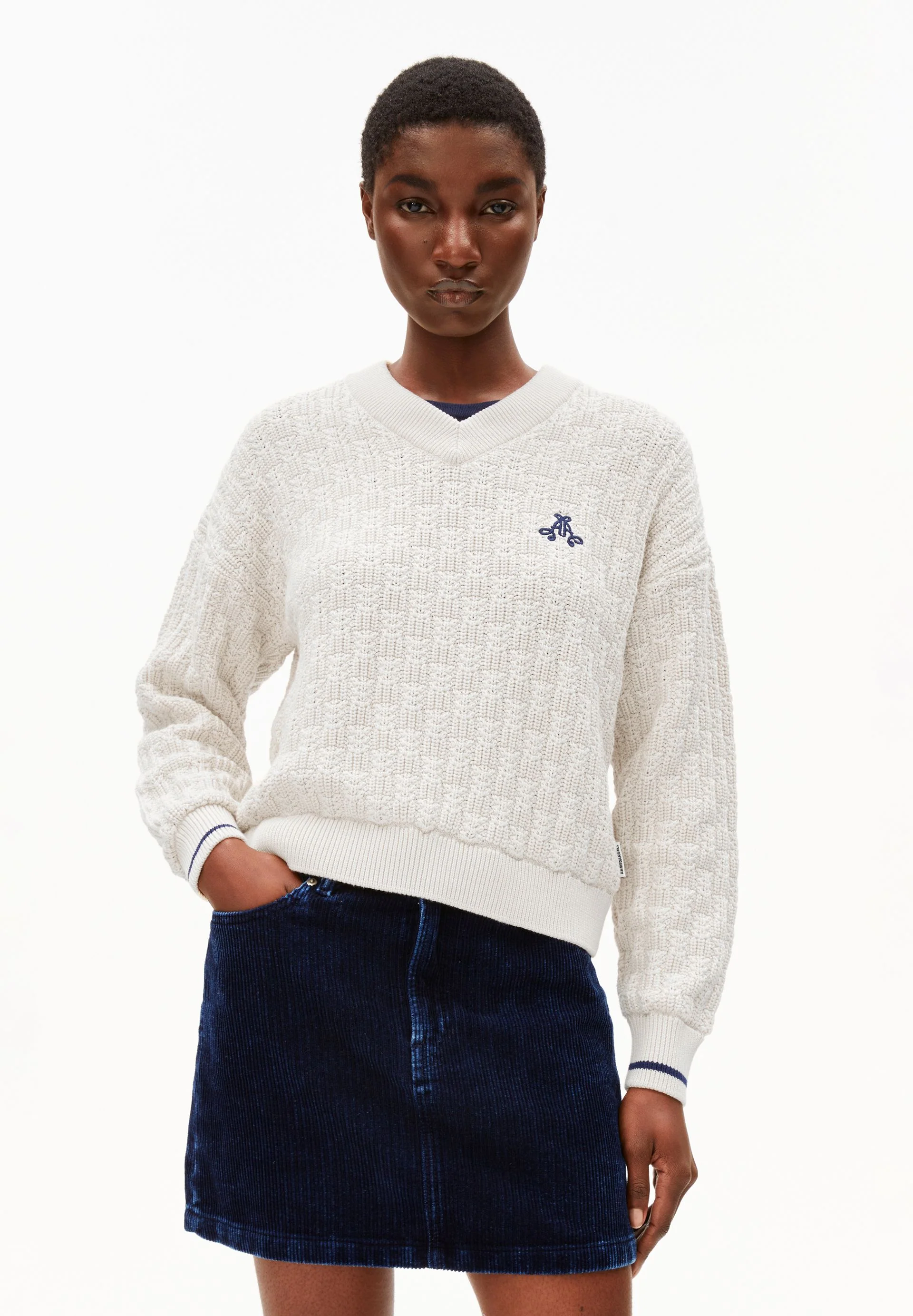 CAARLAS STRUCTURE STRICKPULLOVER | oatmilk