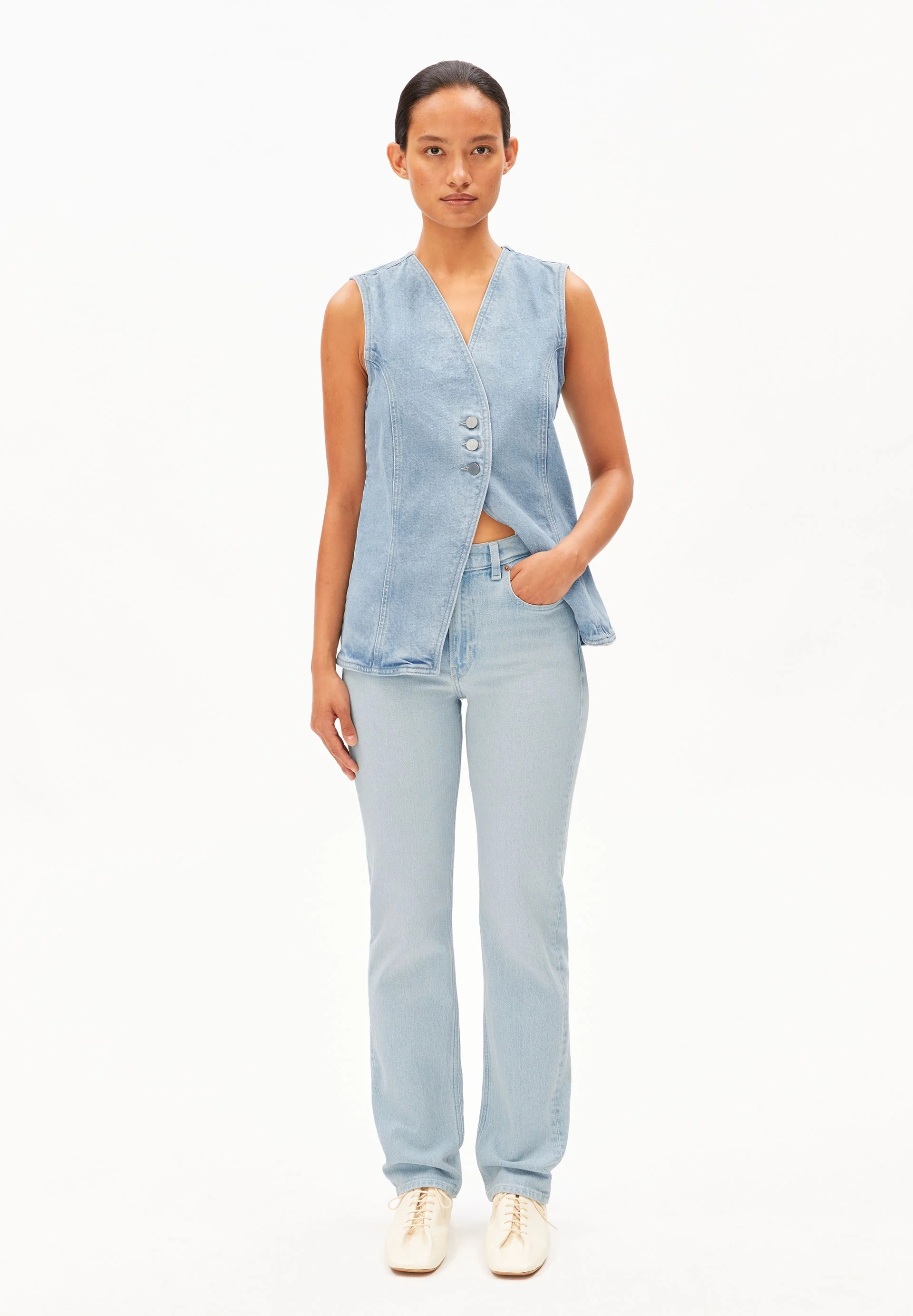 CARENAA MID WAIST STRAIGHT JEANS | glacier - Image 5