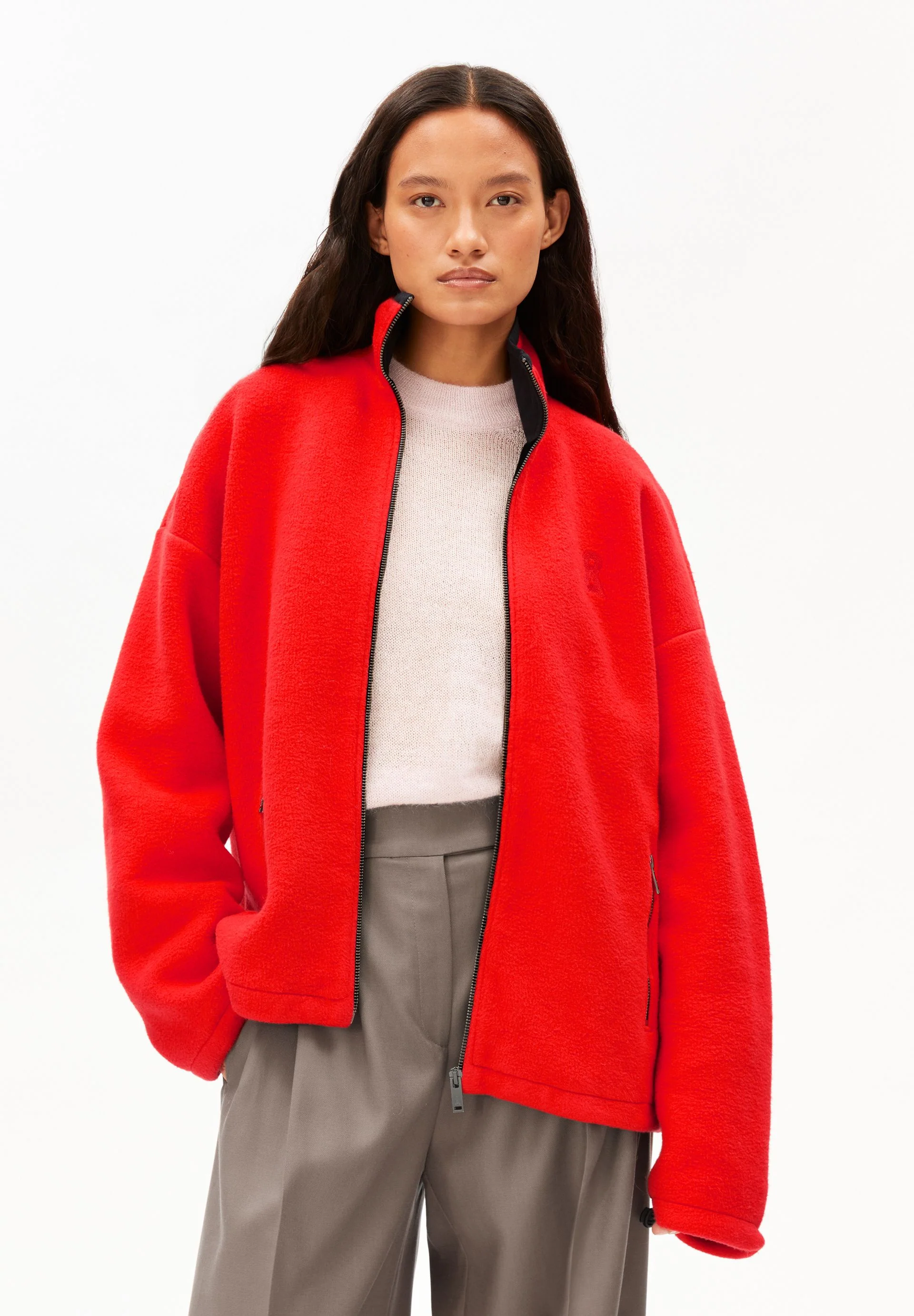BAUMWOLL-FLEECEJACKE | mars red