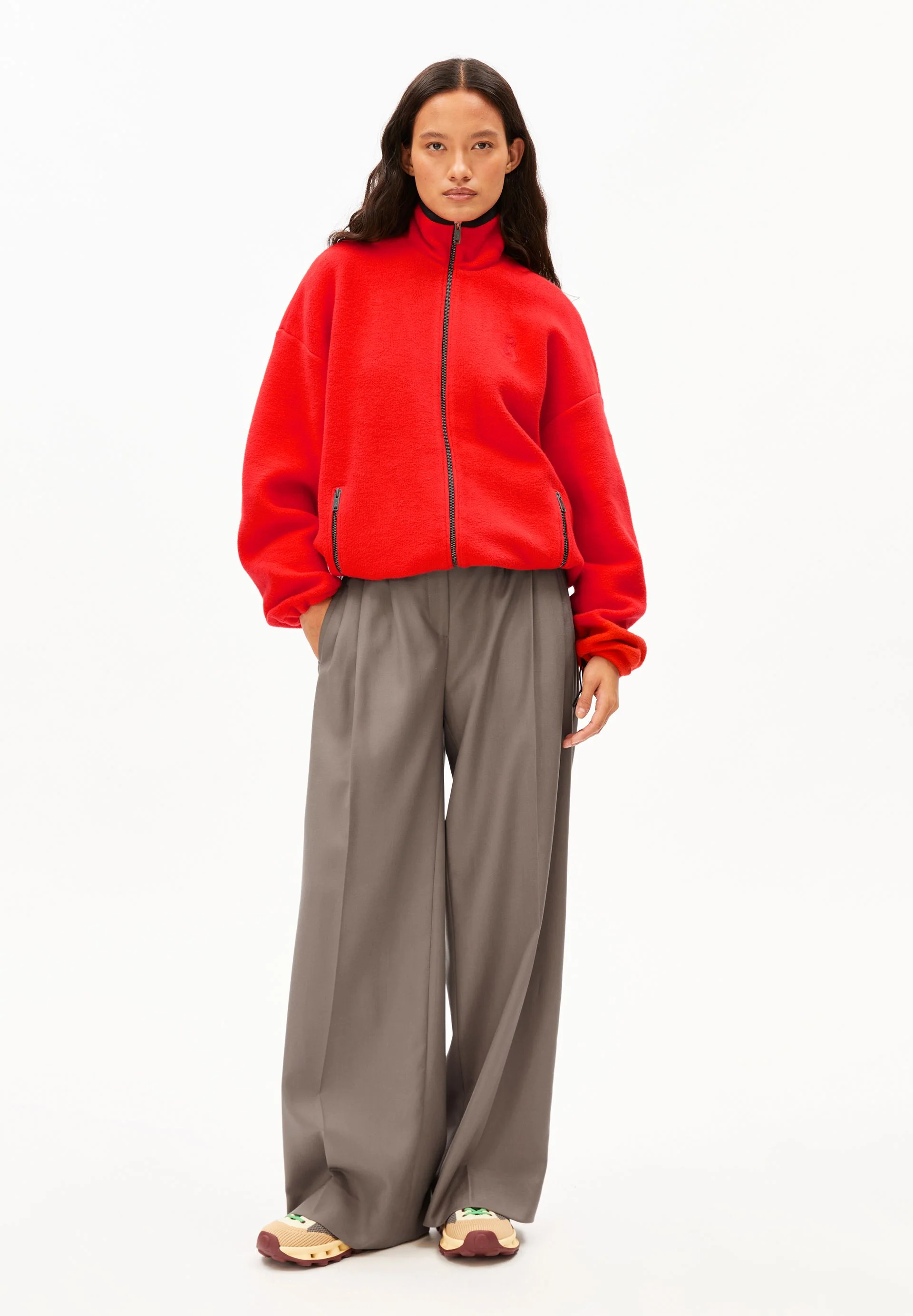 BAUMWOLL-FLEECEJACKE | mars red - Image 5