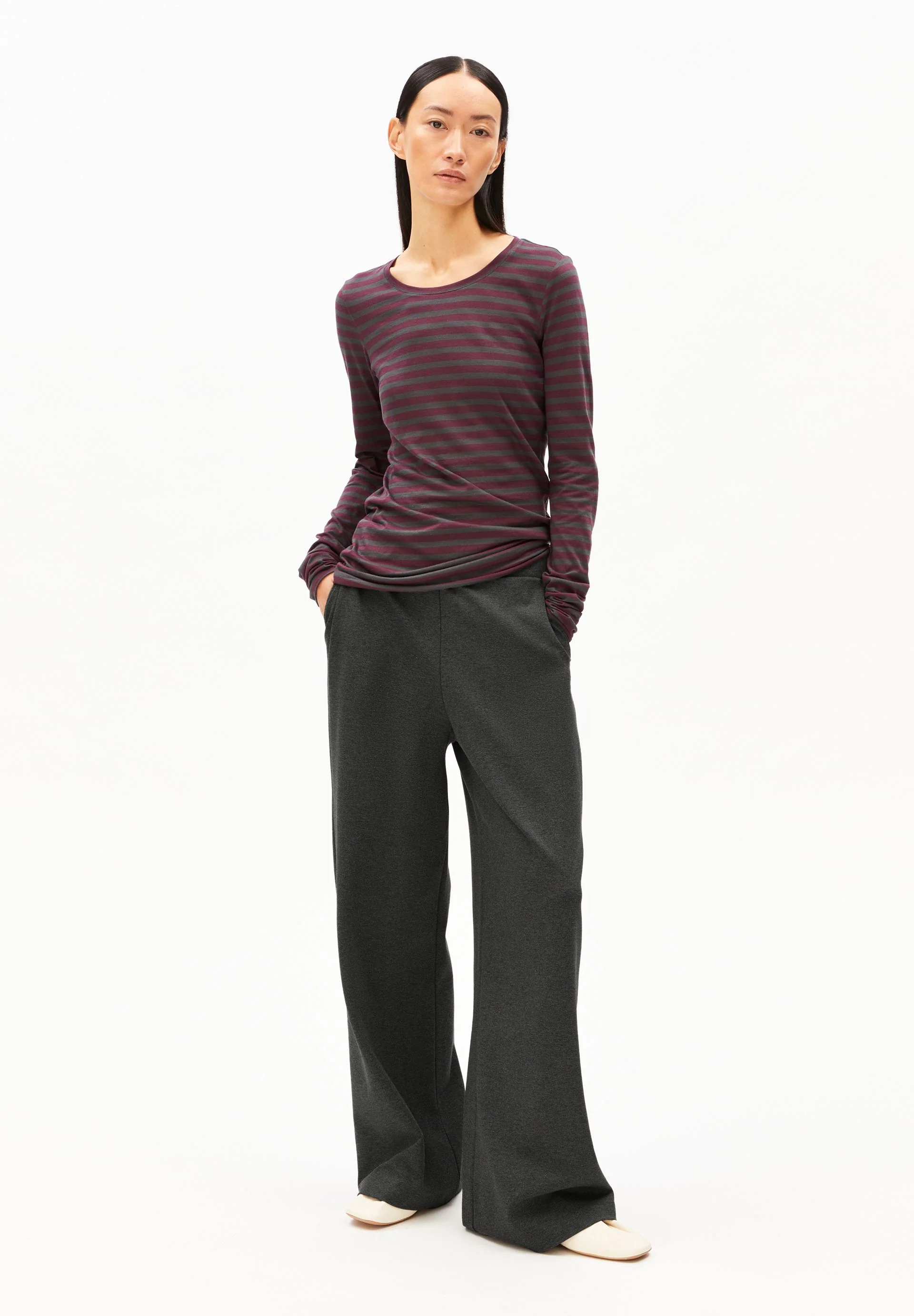 EINIAARA GESTREIFTES LANGARMSHIRT | dark cranberry-dark steel - Image 5