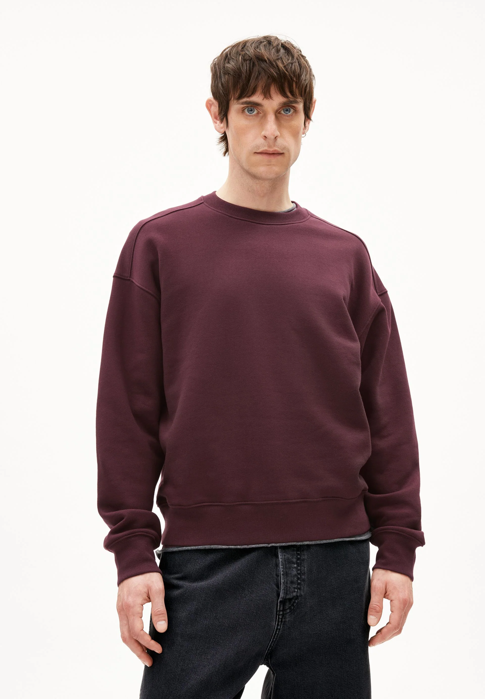 EMAAL Å ZICK ZACK SWEATSHIRT | dark cranberry