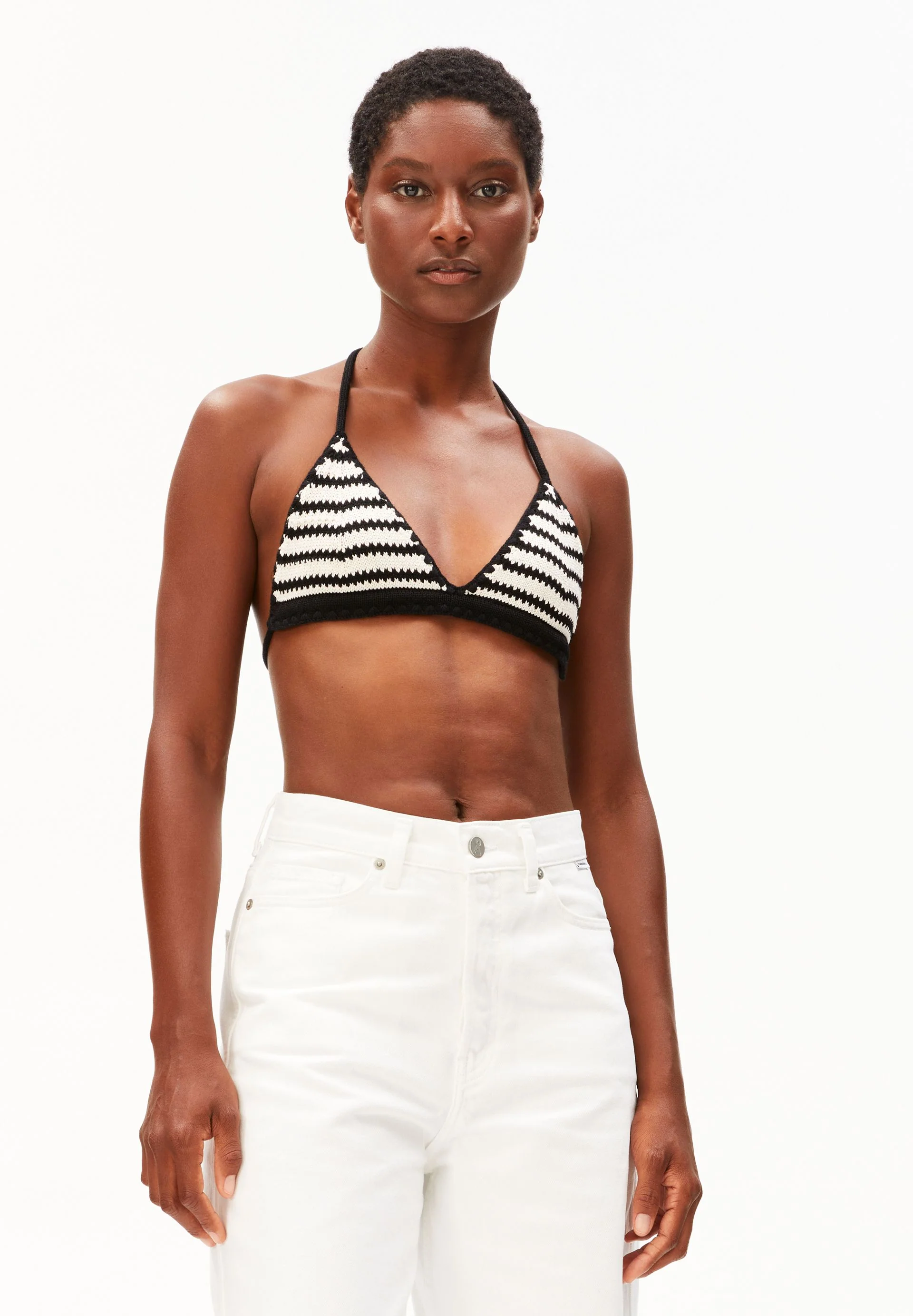 GESTREIFTES BIKINI STRICKTOP | undyed-black
