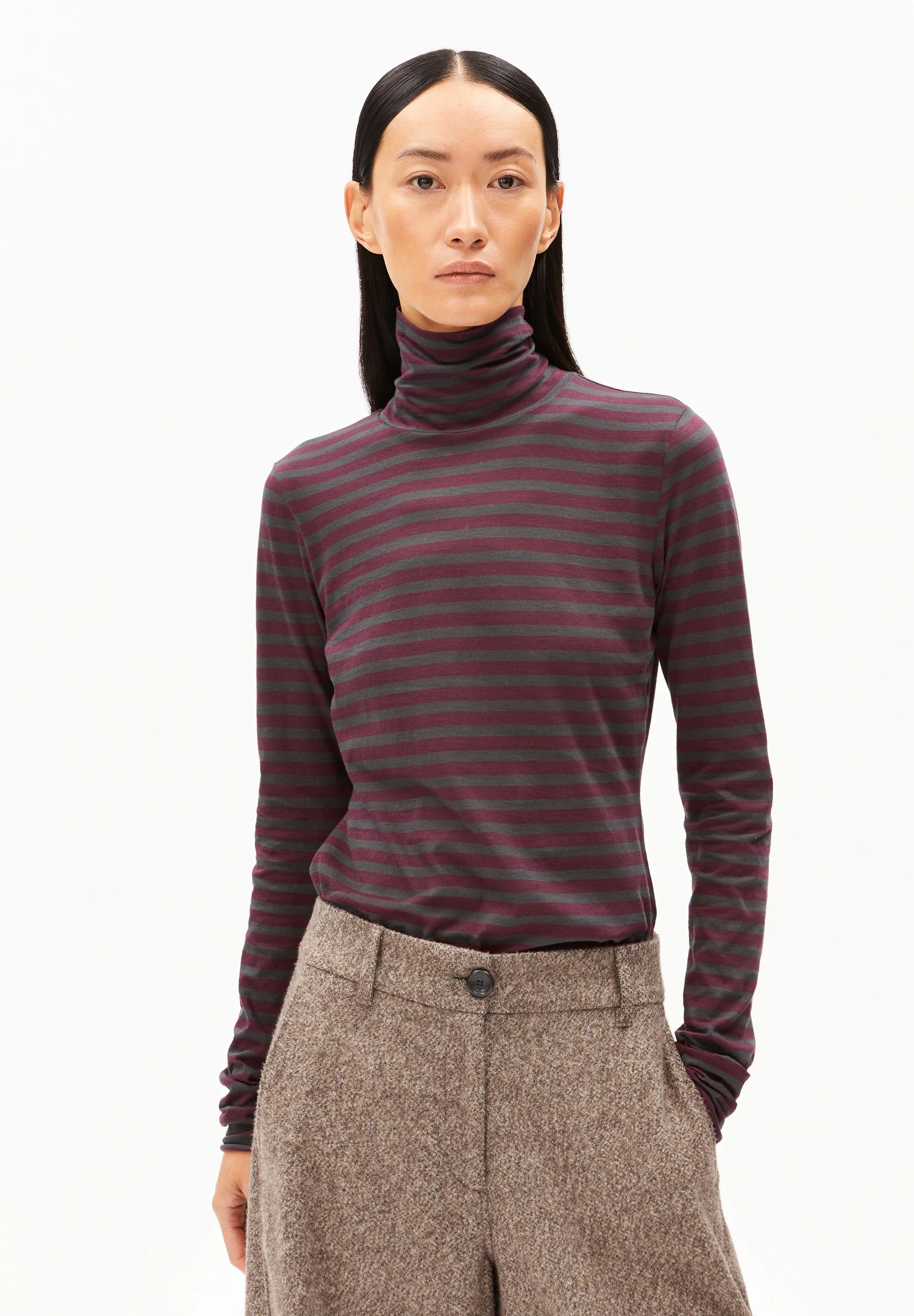 GRAZILIANAA GESTREIFTES LANGARMSHIRT | dark cranberry-dark steel