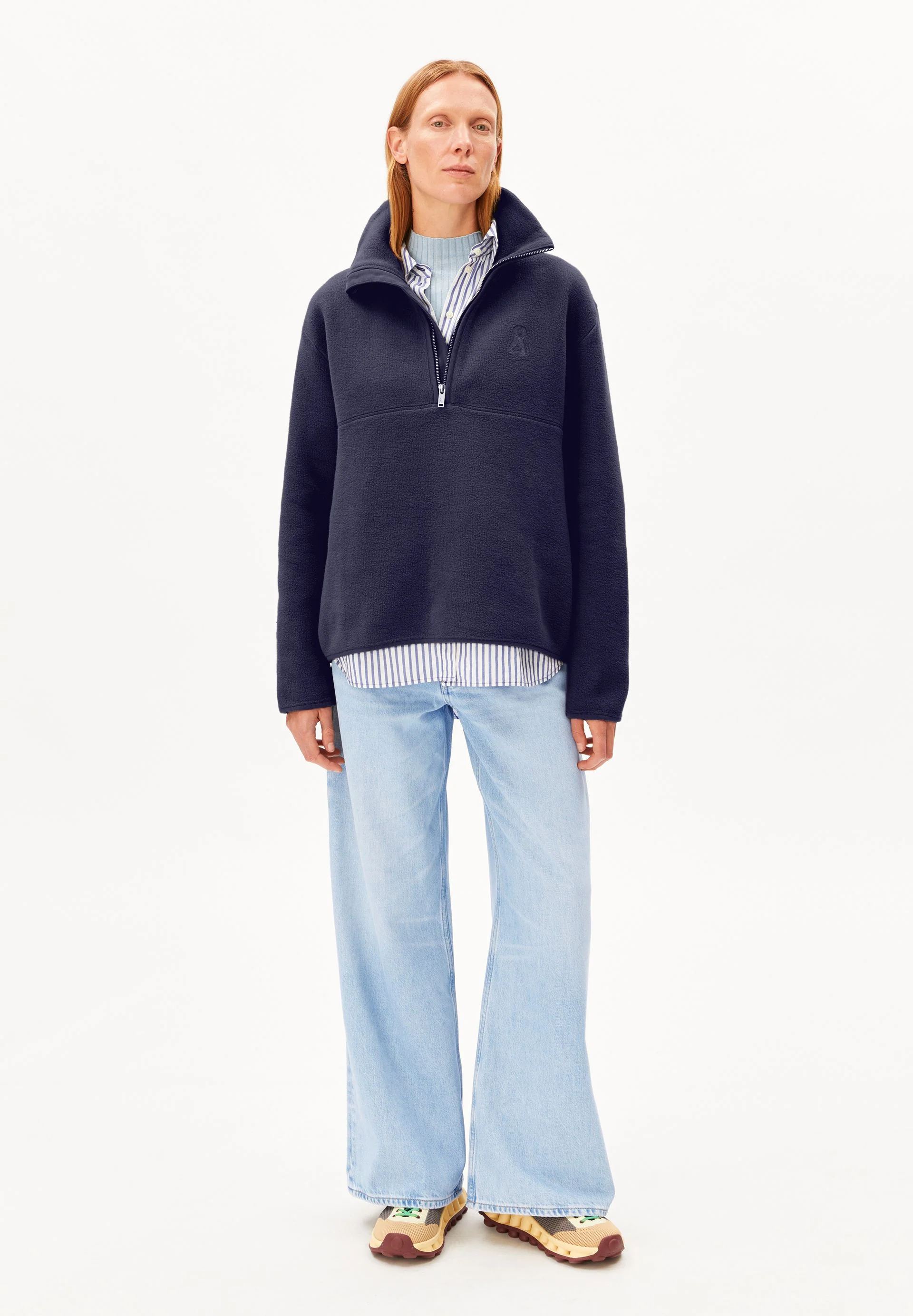 HAARLEENAA BAUMWOLL-FLEECE | tinted navy - Image 5