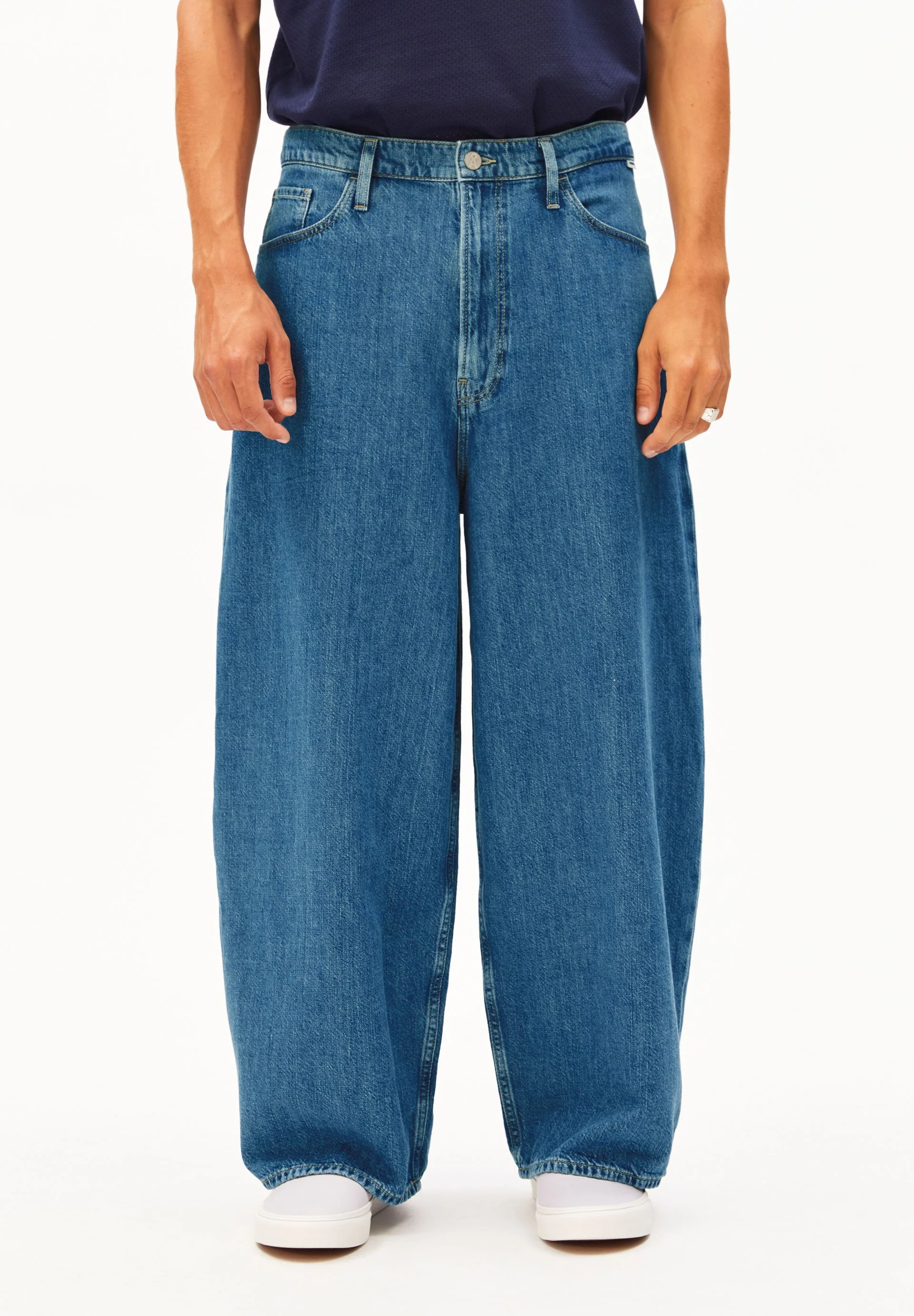 KAAVO LEINEN-MIX BAGGY JEANS | sea salt