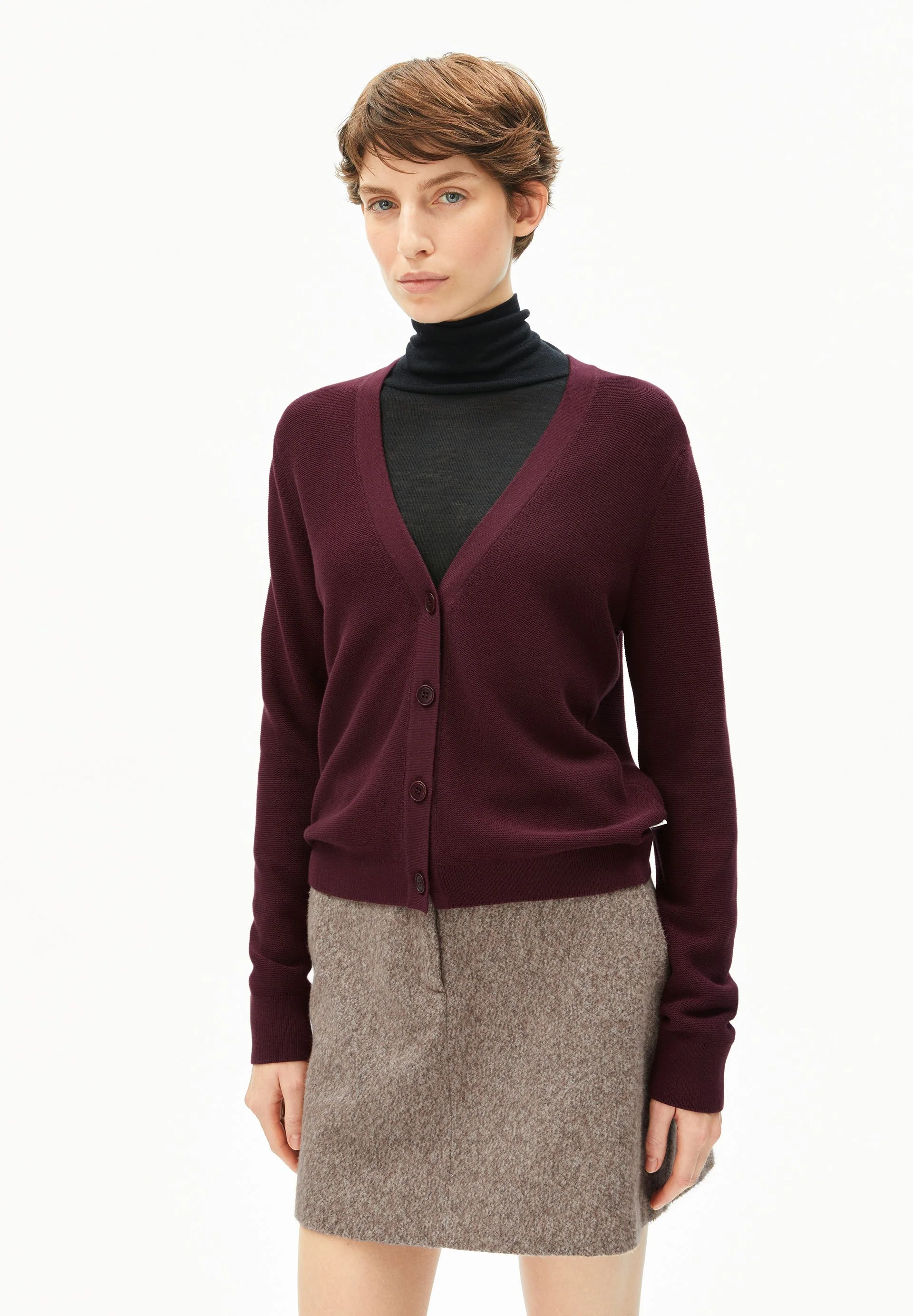 MENAAL LINKS LINKS CARDIGAN | dark cranberry