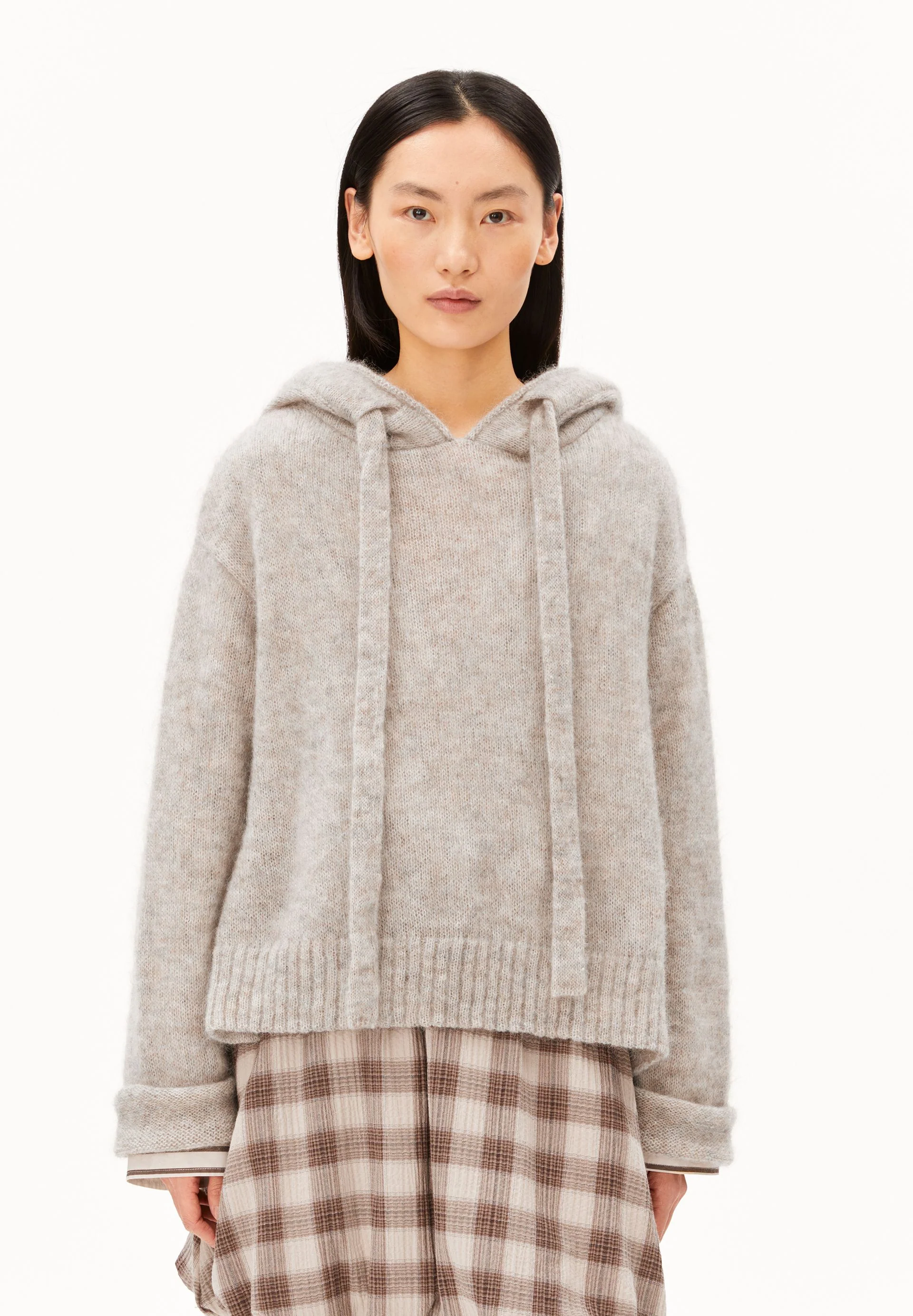 MOHAIR-MIX STRICK-HOODIE