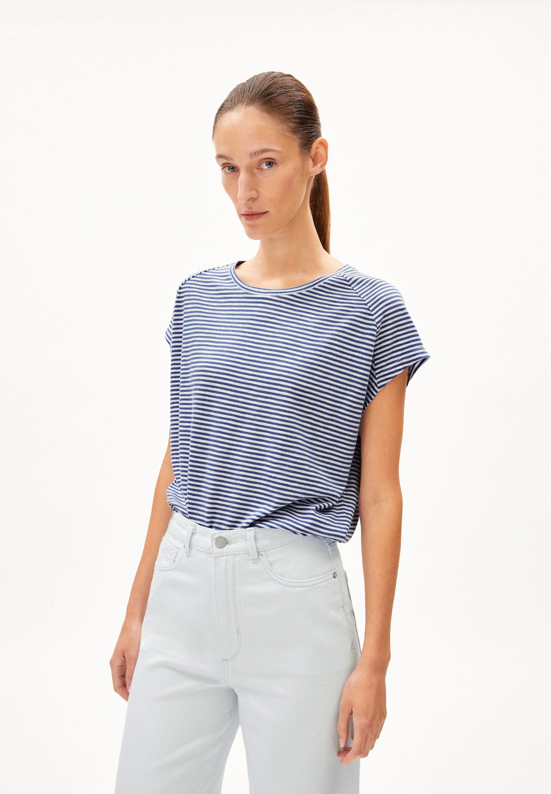 ONELIAA LOVELY STRIPES T-SHIRT | faded indigo-oatmilk