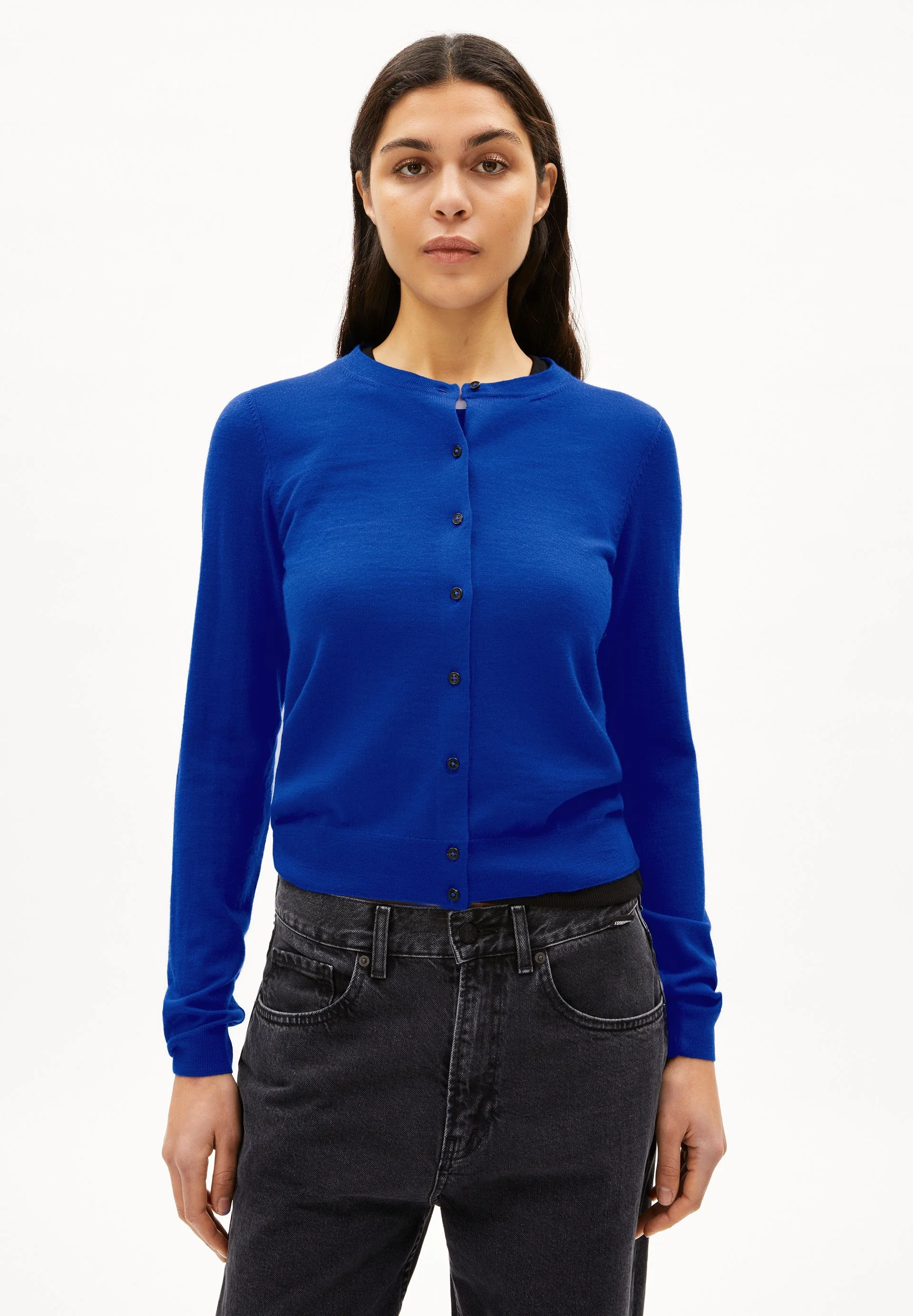 OPHALIAA MERINO STRICKJACKE | lapis blue