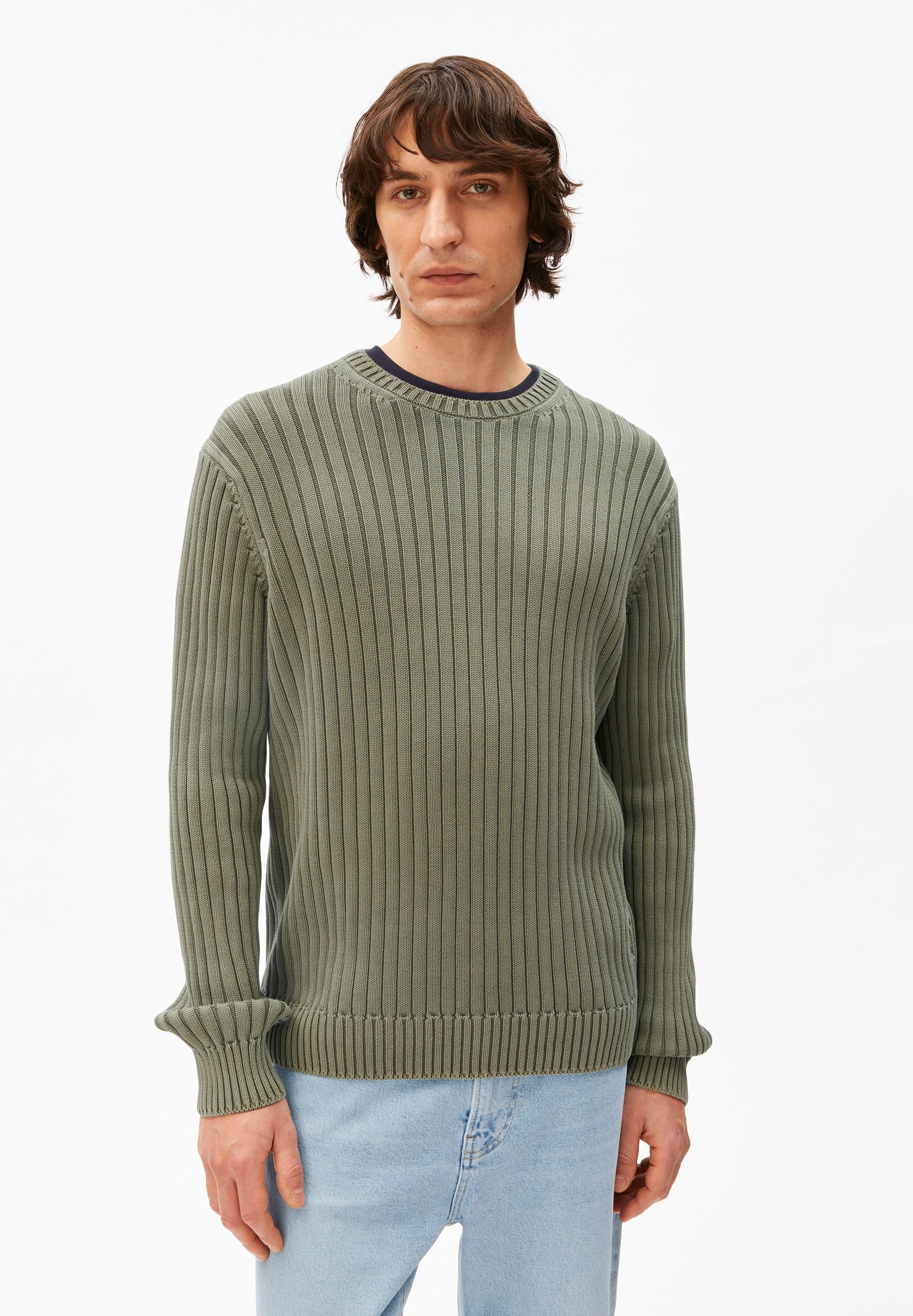 PIGMENT DYE RIB KNIT SWEATER