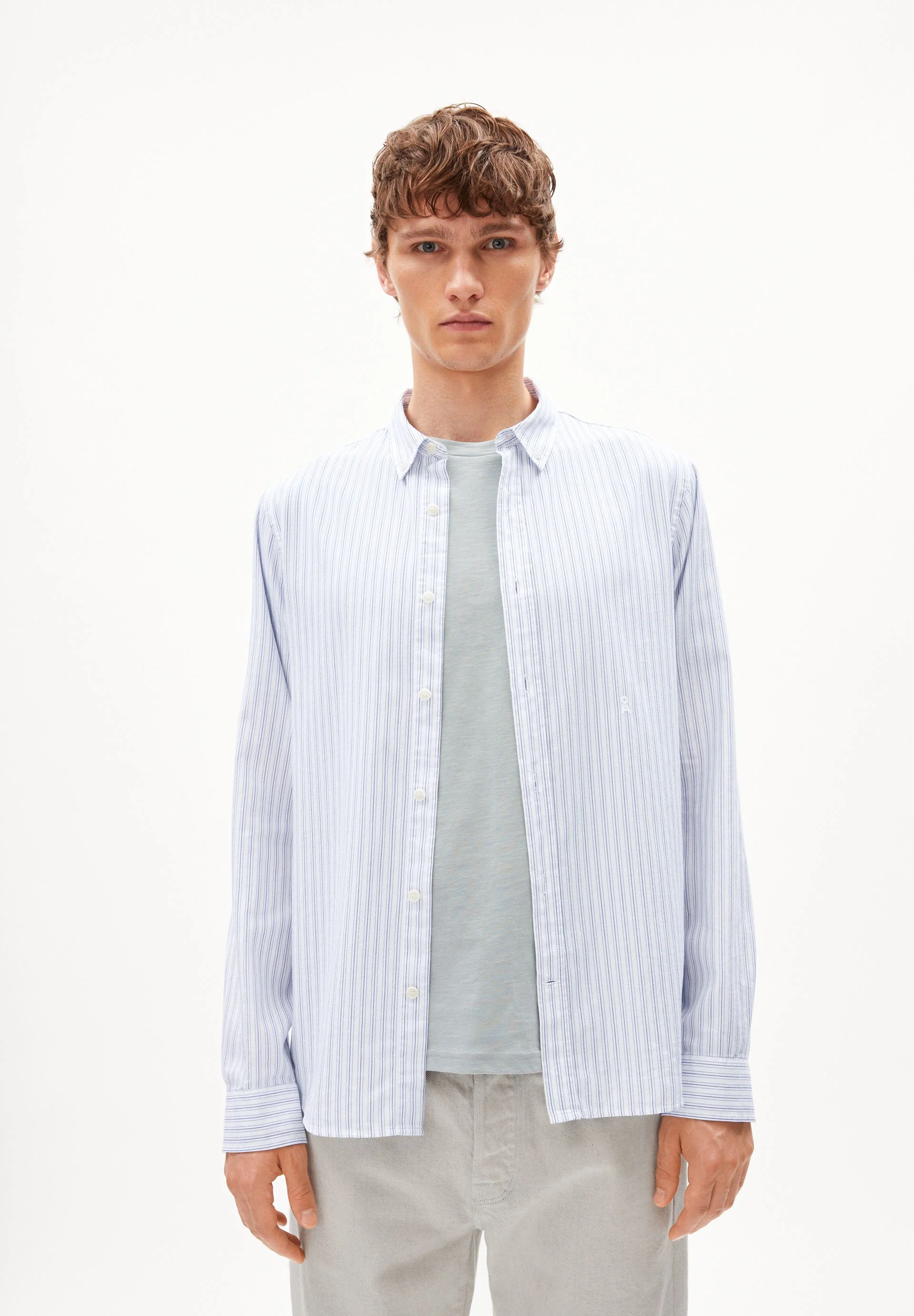 QUAASA STRIPES LANGARMHEMD | white-dynamo blue