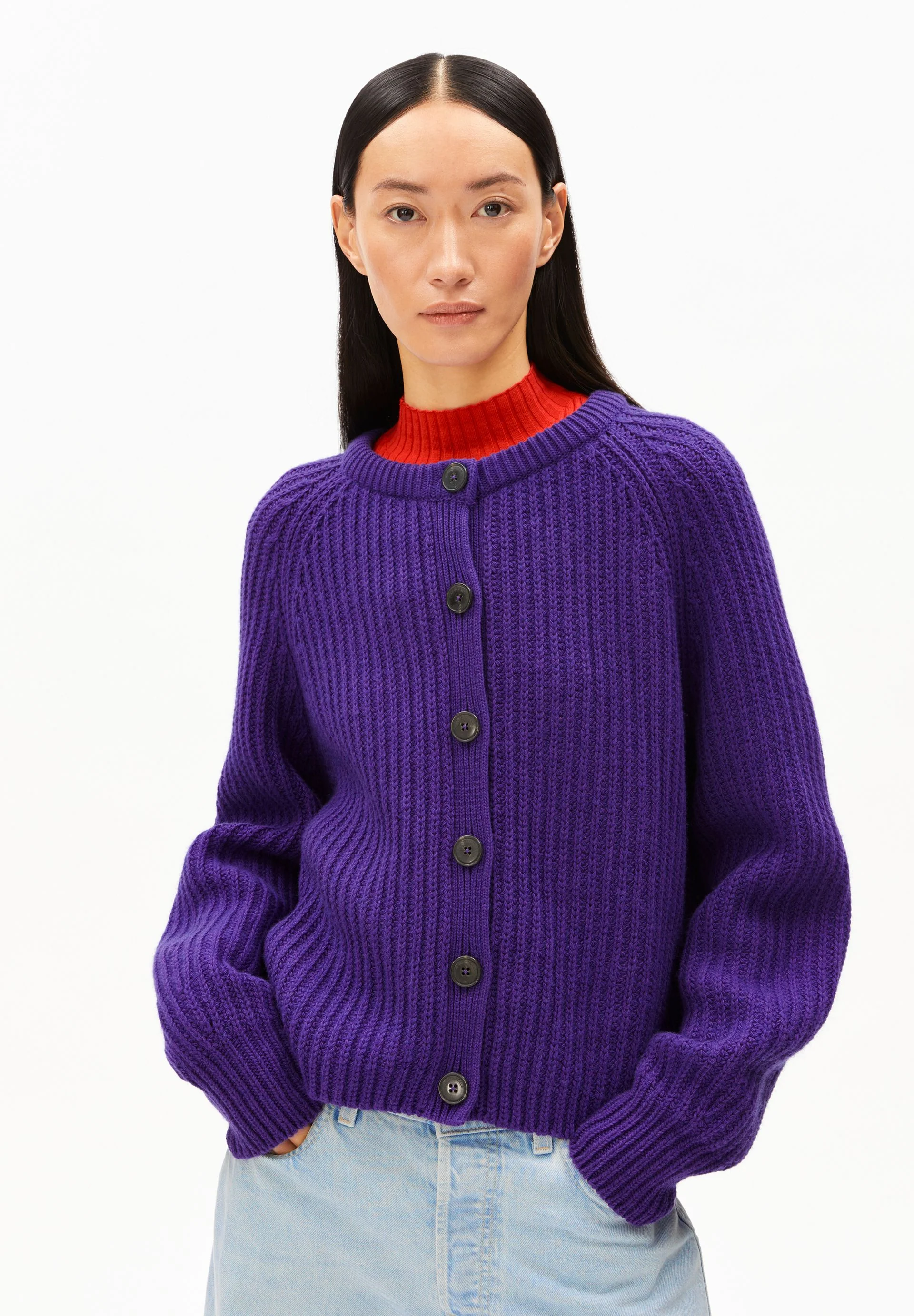 RIPPSTRICK-CARDIGAN | indigo lilac