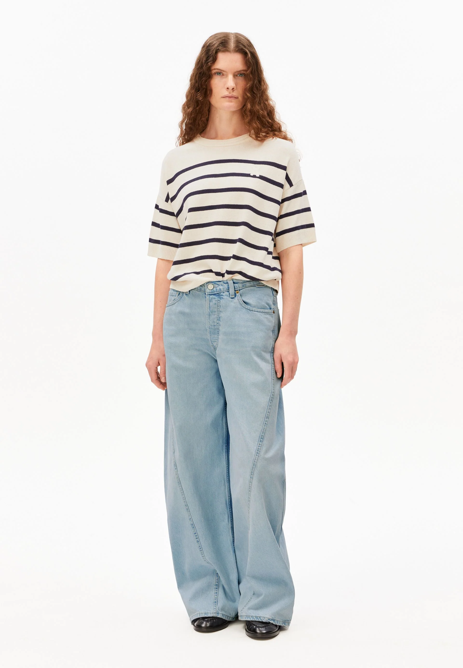 GESTREIFTER LEINEN-MIX PULLOVER | undyed-tinted navy - Image 5