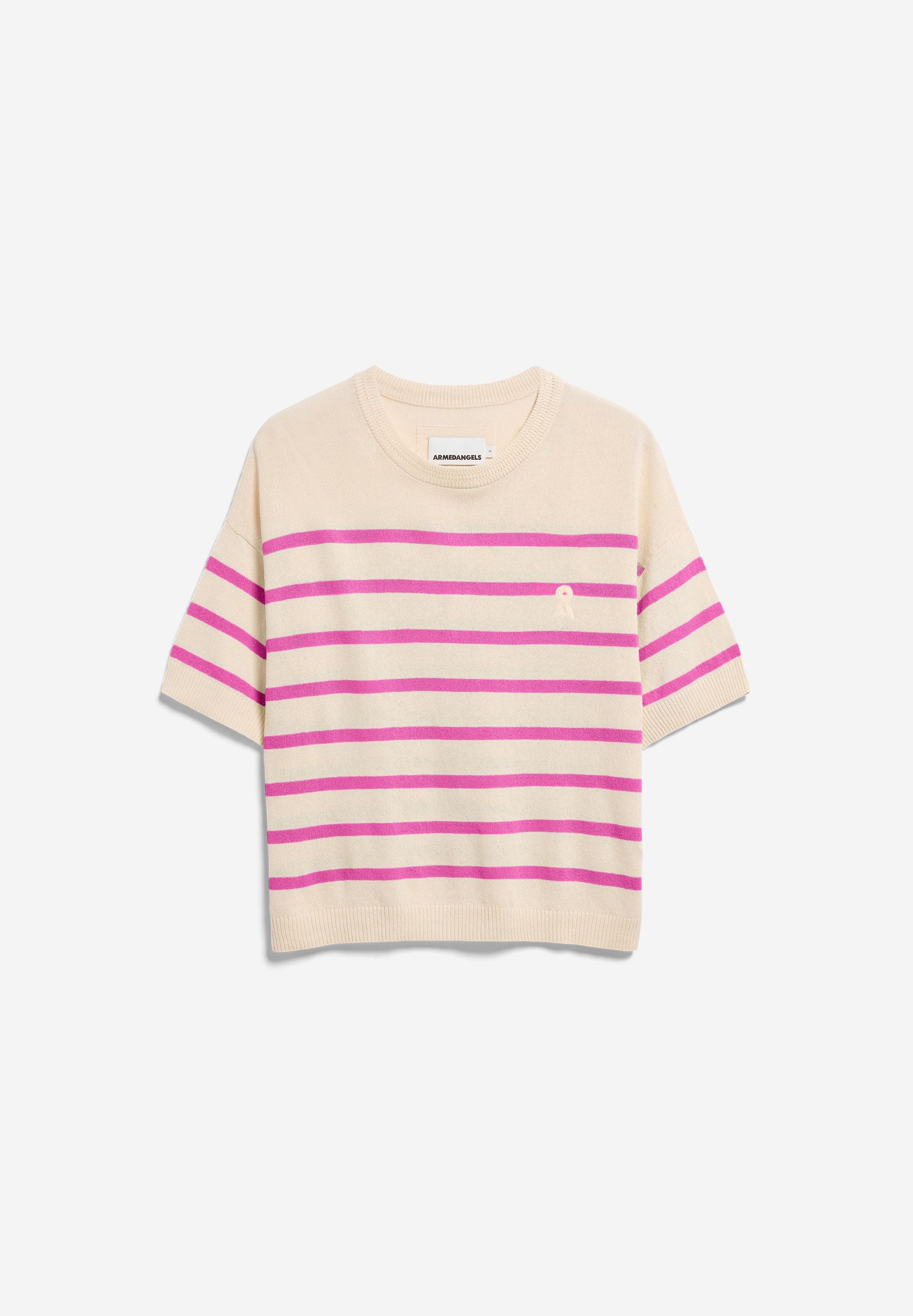 GESTREIFTER LEINEN-MIX PULLOVER | undyed-washed berry - Image 6