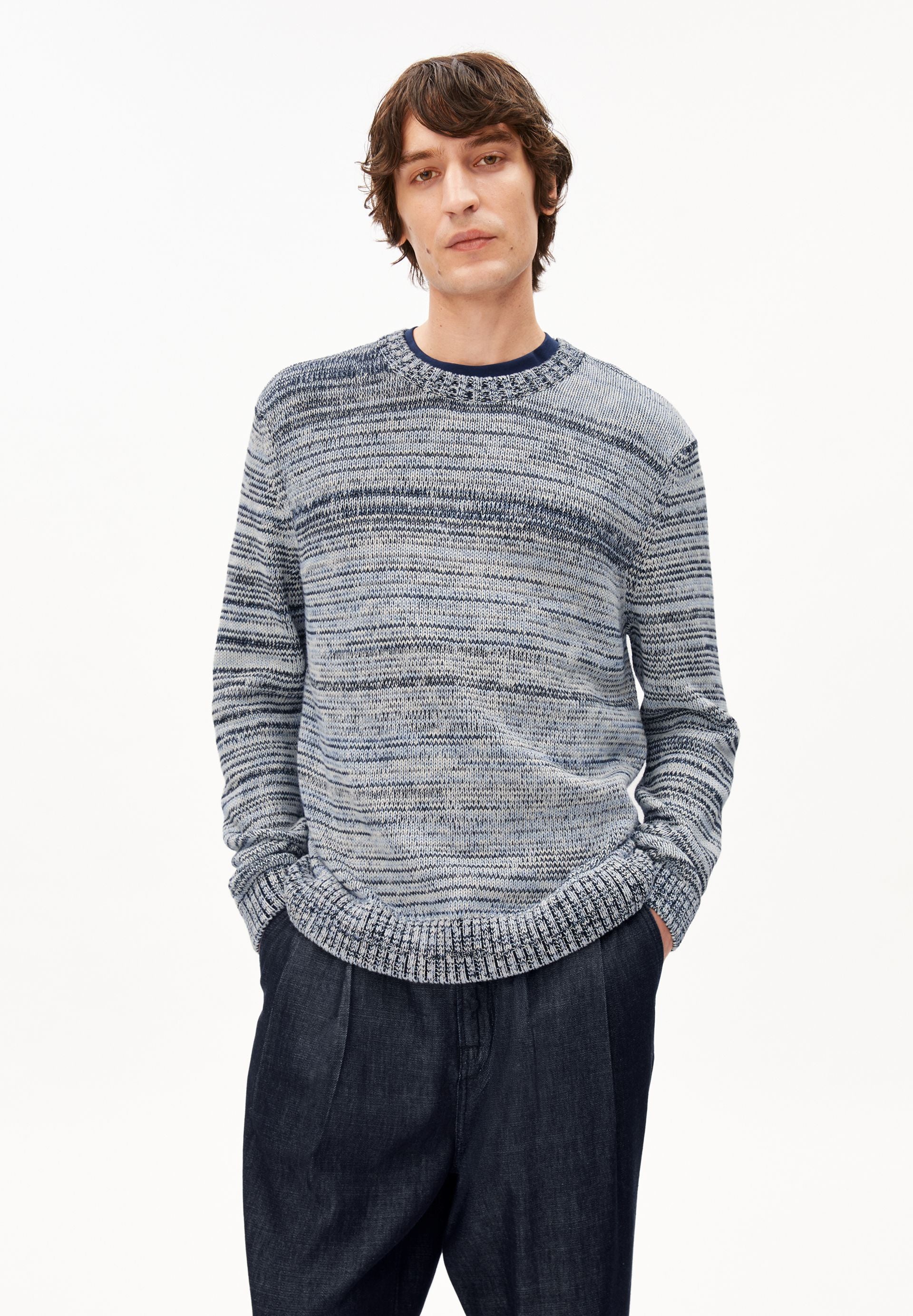 GARN-MIX STRICKPULLOVER | black-oatmilk-wedgwood