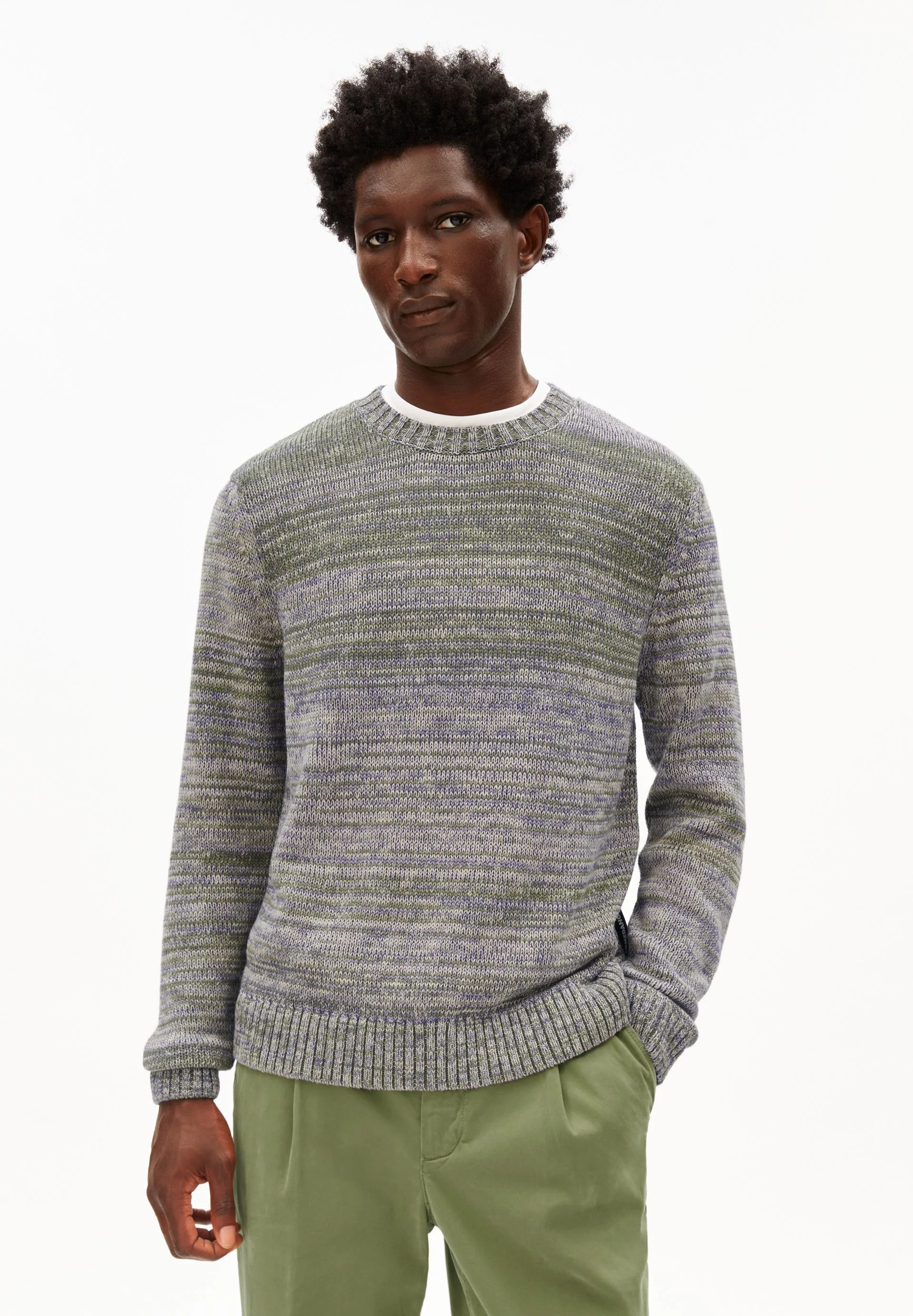 GARN-MIX STRICKPULLOVER | fatigue green-pungent purple